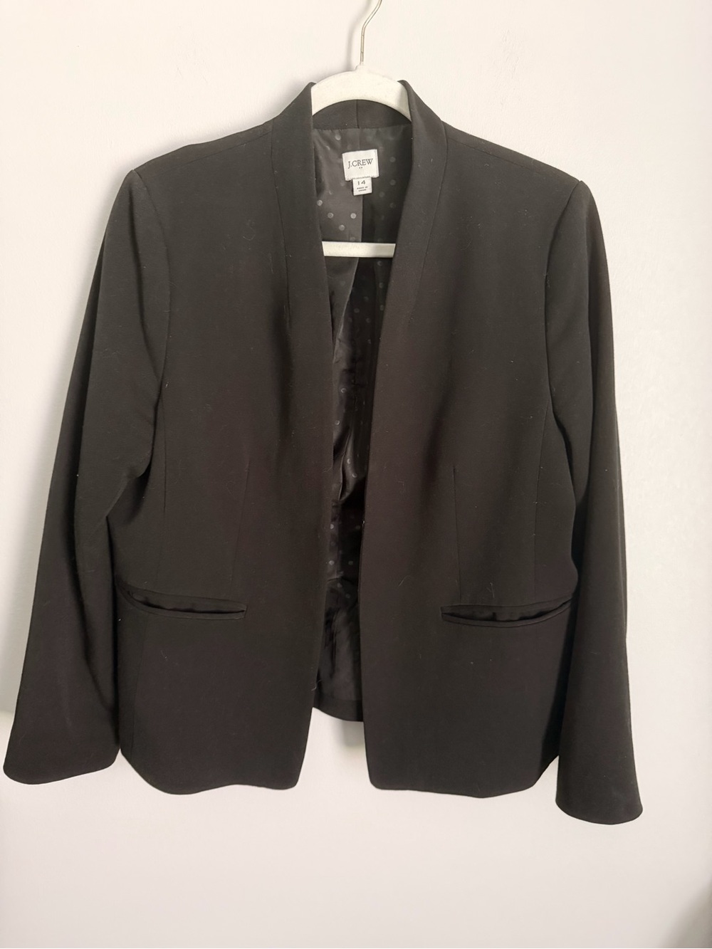 J. Crew Black Collarless Open-Front Blazer